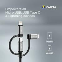 Varta USB-kabel USB-A stekker, USB-micro-B stekker, USB-C stekker, Apple Lightning stekker 2.00 m Meerdere kleuren 57937101111 - thumbnail