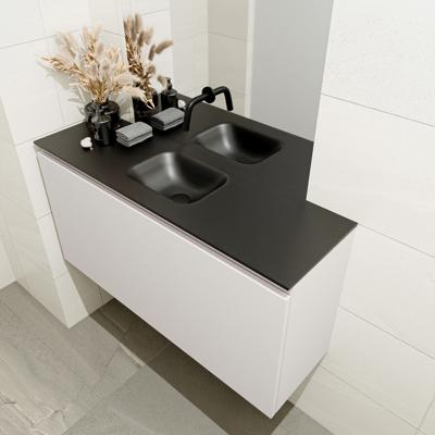 MONDIAZ OLAN 100cm toiletmeubel linen. LEX wastafel urban midden geen kraangat