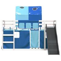 Stapelbed met glijbaan en gordijnen blauw 80x200 cm - thumbnail