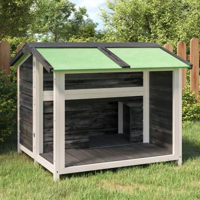 VidaXL Hondenhok 96x87x80,5 cm massief grenenhout grijs VidaXL Hondenhok 96x87x80,5 cm massief grenenhout grijs