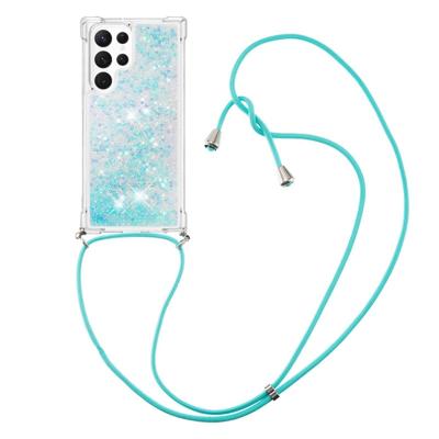 Lunso - Samsung Galaxy S23 Ultra - Telefoonhoes met koord - Glitter Lichtblauw Lunso - Samsung Galaxy S23 Ultra - Telefoonhoes met koord - Glitter Lichtblauw