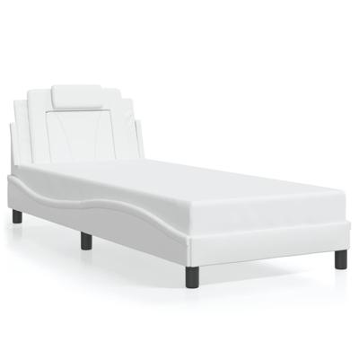 Bedframe met LED-verlichting kunstleer wit 90x190 cm