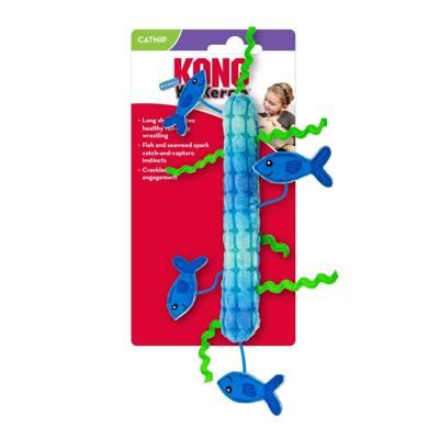 KONG KICKEROO STICKEROO MET KREUKGELUID EN CATNIP BLAUW 26X11,5X2 CM