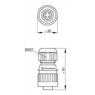 Hirschmann 934 125-100-1 934125100 Ronde connector Koppeling, recht Totaal aantal polen: 3 + PE Serie (ronde connectoren): CA 1 stuk(s) Hirschmann 934 125-100-1 934125100 Ronde connector Koppeling, recht Totaal aantal polen: 3 + PE Serie (ronde connectoren): CA 1 stuk(s)