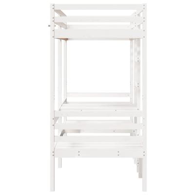 Hoogslaper met bureau en stoelen grenenhout wit 90x190 cm