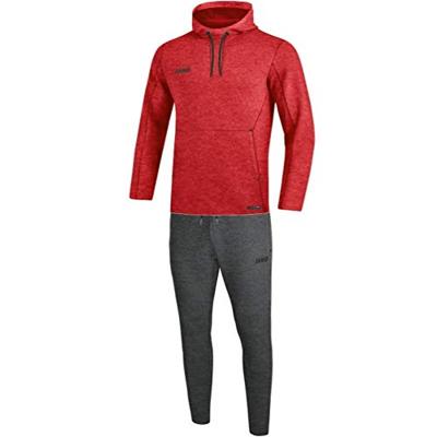 JAKO M9629 Joggingpak Met Sweaterkap Premium Basics - Rood Gemeleerd - M