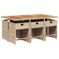 7-delige Tuinset met kussens poly rattan beige - thumbnail