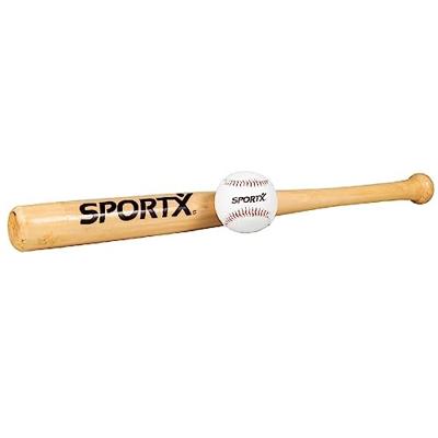 SportX honkbal houten knuppel + bal