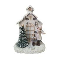 Kerstversiering DKD Home Decor Hars Huis (16,5 x 9 x 21 cm) (2 Stuks) - thumbnail