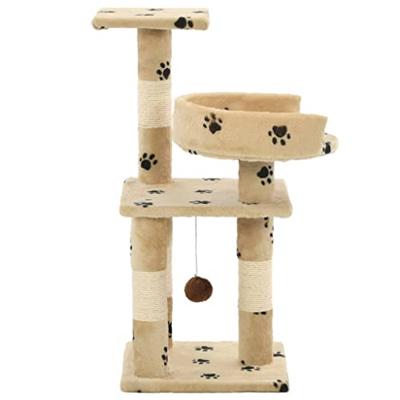 VidaXL Kattenkrabpaal met sisal krabpalen 65 cm pootafdrukken beige