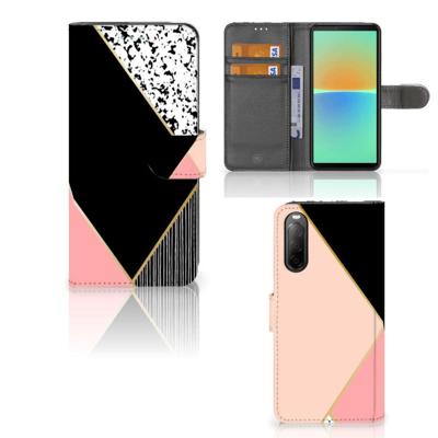 Sony Xperia 10 IV | Book Case | Zwart Roze Vormen Sony Xperia 10 IV | Book Case | Zwart Roze Vormen