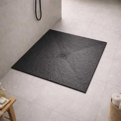 Douchebak BWS Stonelle Antislip Composiet 90x90x3 cm Inkortbaar Mat Zwart