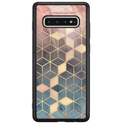 Samsung Galaxy S10 glazen hardcase - Cubes art