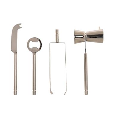 Cocktail Set DKD Home Decor 25,5 x 9 x 30 cm Natuurlijk Zilverkleurig Roestvrij staal Acacia