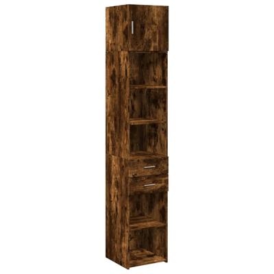 Opbergkast smal 40x42,5x225 cm bewerkt hout gerookt eikenkleur - thumbnail