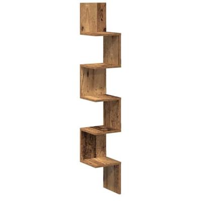 Hoekwandschap 20x20x127,5 cm bewerkt hout oud houtkleurig
