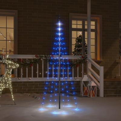 VidaXL Vlaggenmast kerstboom 108 led's blauw 180 cm