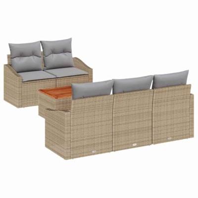 Tuinbankenset met kussen 6 pcs Beige poly rattan