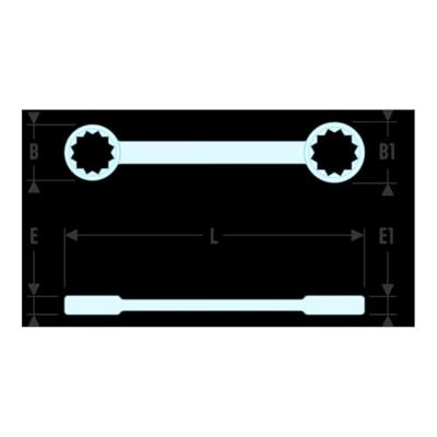 Facom lange verdiepte ringsleutels 15° gebogen 7/32x1/4 - 57L.7/32x1/4