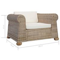 Fauteuil met kussens natuurlijk rattan - thumbnail