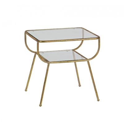 WOOOD Glazen Bijzettafel 'Amazing' kleur Antique Brass