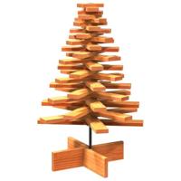 Kerstdecoratie kerstboom 80 cm massief grenenhout wasbruin - thumbnail