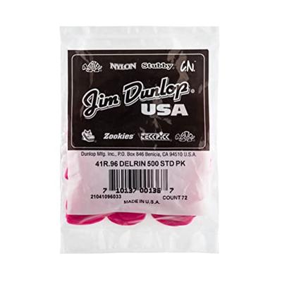 Dunlop 41R96 Delrin 500 0.96 mm 72-pack plectrumset roze Dunlop 41R96 Delrin 500 0.96 mm 72-pack plectrumset roze