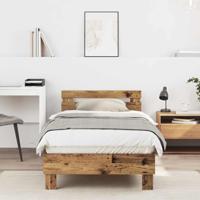 Bedframe met hoofdeinde Oudhout 203 x 95 x 70 cm Bewerkt hout - thumbnail