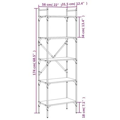 Boekenkast 5-laags 56x31,5x174 cm bewerkt hout zwart