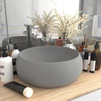 VidaXL Wastafel rond 40x15 cm keramiek mat lichtgrijs - thumbnail