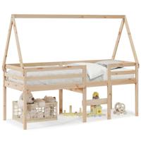 Hoogslaper met dak massief grenenhout wasbruin 75x190 cm - thumbnail