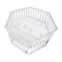 ROBA Hegaxonal Playpen - Gevoerde hoes - Olifantpatroon - 6 geremde wielen - Taupe gelakt hout - thumbnail