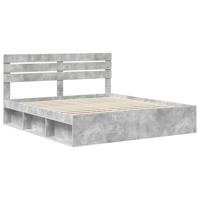 Bedframe met hoofdeinde Beton 180 x 200 cm Massief grenenhout - thumbnail