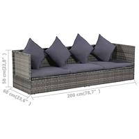 Loungebed 200x60x58 cm poly rattan grijs - thumbnail