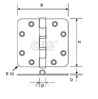 Dulimex Kogellagerscharnier ronde hoeken 89x89 mm Verzinkt