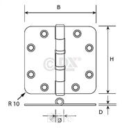 Dulimex Kogellagerscharnier ronde hoeken 89x89 mm Verzinkt - thumbnail