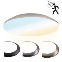 LED Bulkhead - Bewegingssensor - Ø38 cm - 25 watt - 2600 Lumen - 3 Lichtkleuren - CCT Switch - IP65 Waterdicht - IK10 - Chroom - Plafondlamp - thumbnail