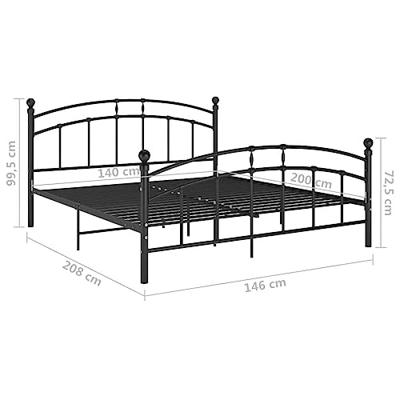 vidaXL Bedframe metaal zwart 140x200 cm