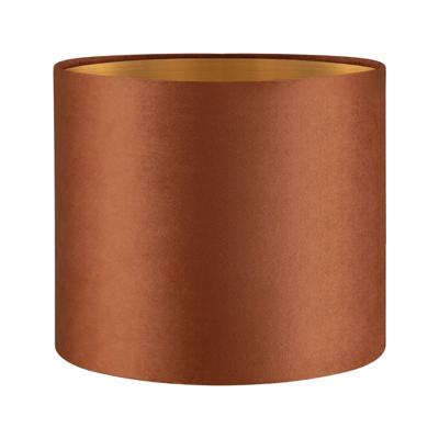Fluweel - Velvet Lampenkap - Cilinder - Bruin + goud - Luxe stijl - ø20 x 17 cm - E27 fitting - voor tafellampen en Pendellamp - voor woonkamer en eetkamer