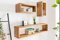 Stevige wandplank set van 3 HEMINGWAY 94cm gemaakt van mangohout - 41066 - thumbnail