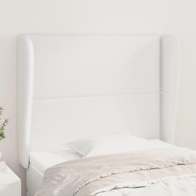 Hoofdbord met randen 83x23x118/128 cm kunstleer wit - thumbnail