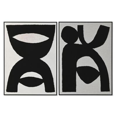 Schilderij Home ESPRIT Zwart Beige Abstract 103 x 4,3 x 143 cm (2 Stuks)