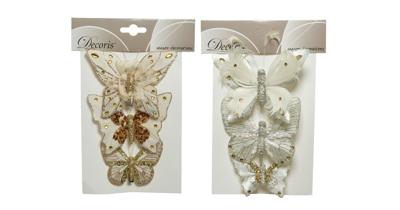 Vlinder veer l,5b8h12c ivoor a2 3st Decoris - Decoris