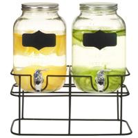 Drankdispensers 2 st met standaard 2 x 4 L glas - thumbnail