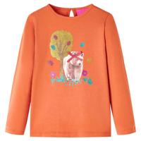 Kindershirt met lange mouwen berenprint 104 oranjebruin - thumbnail