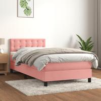 Boxspring met matras fluweel roze 90x200 cm - thumbnail