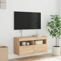 Tv-wandmeubel met LED-verlichting 80x30x40 cm sonoma eikenkleur - thumbnail