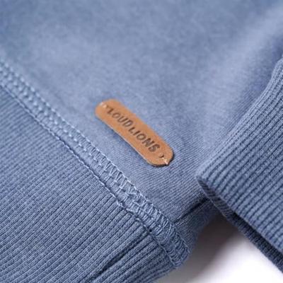 Kindertrui met capuchon 92 gemleerd blauw - thumbnail