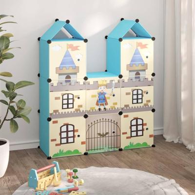 VidaXL Kinderopbergmeubel met 8 vakken polypropeen blauw