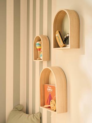 Set van 3 regenboog huisrekjes saliegroen